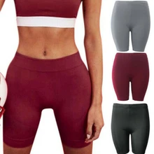 Женские легинсы из материала стрейч байкерские шорты для тренировки Спандекс Шорты Для Йоги Спортивные С Высокой Талией Спортивные шорты для женщин