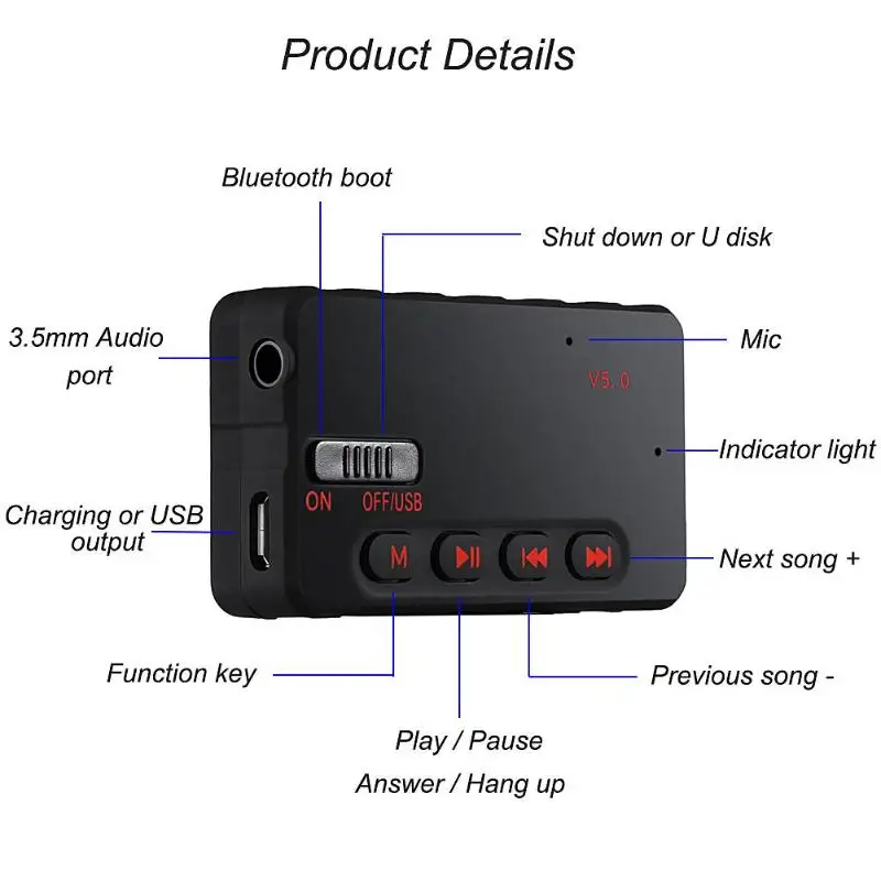 VODOOL EC8 8 ГБ/16 ГБ/32 ГБ аудио беспроводной адаптер Bluetooth приемник передатчик USB AUX аудио музыкальный плеер Bluetooth 5,0 адаптер