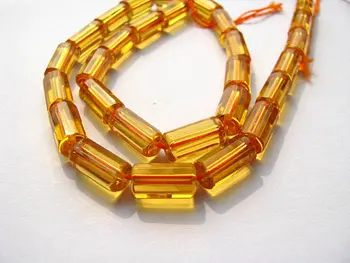 

AA grade 2strands Citrine quartz column cube tube briolette loose bead 7x14mm