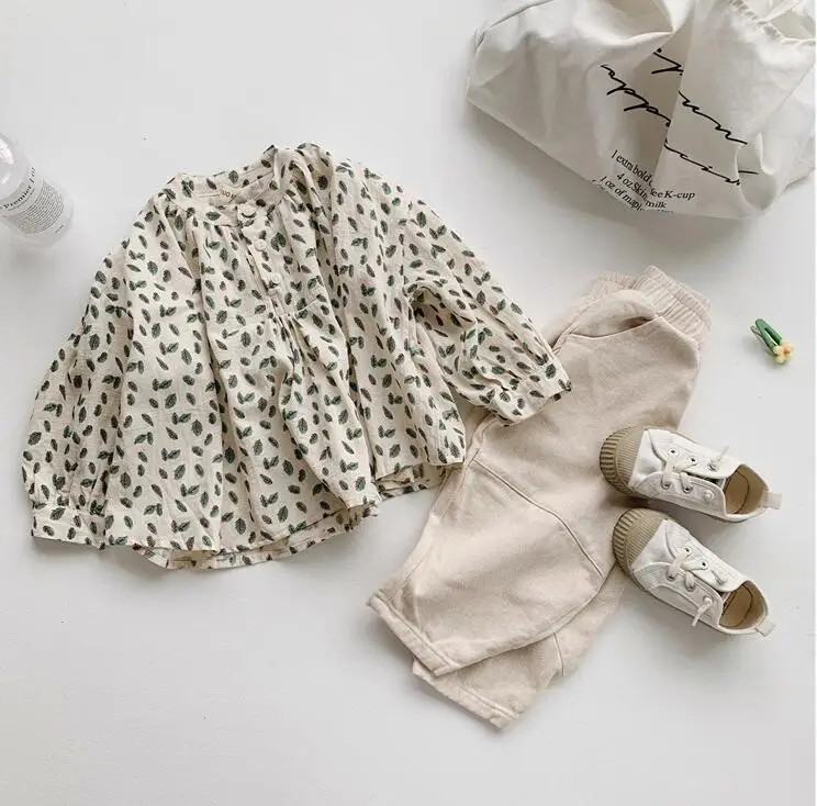 

2019 New Style Girls Printed Shirt Autumn Cotton Fashion Girls Blouse 1-5t
