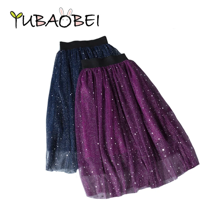 Серебряная звезда, юбка для девочек г. Летняя детская юбка-пачка, чистый фиолетовый/синий цвет, выше колена, качественная детская одежда для больших девочек