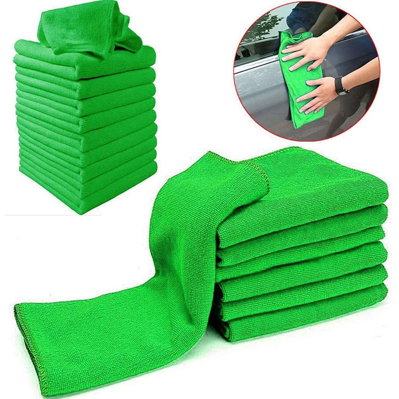 10 шт. полотенце из микрофибры для мытья автомобиля 25*25 см, Зеленый автомобильный мягкий поглотитель из микроволокна, полотенце для сушки, полотенце для чистки, ткань для ухода за автомобилем