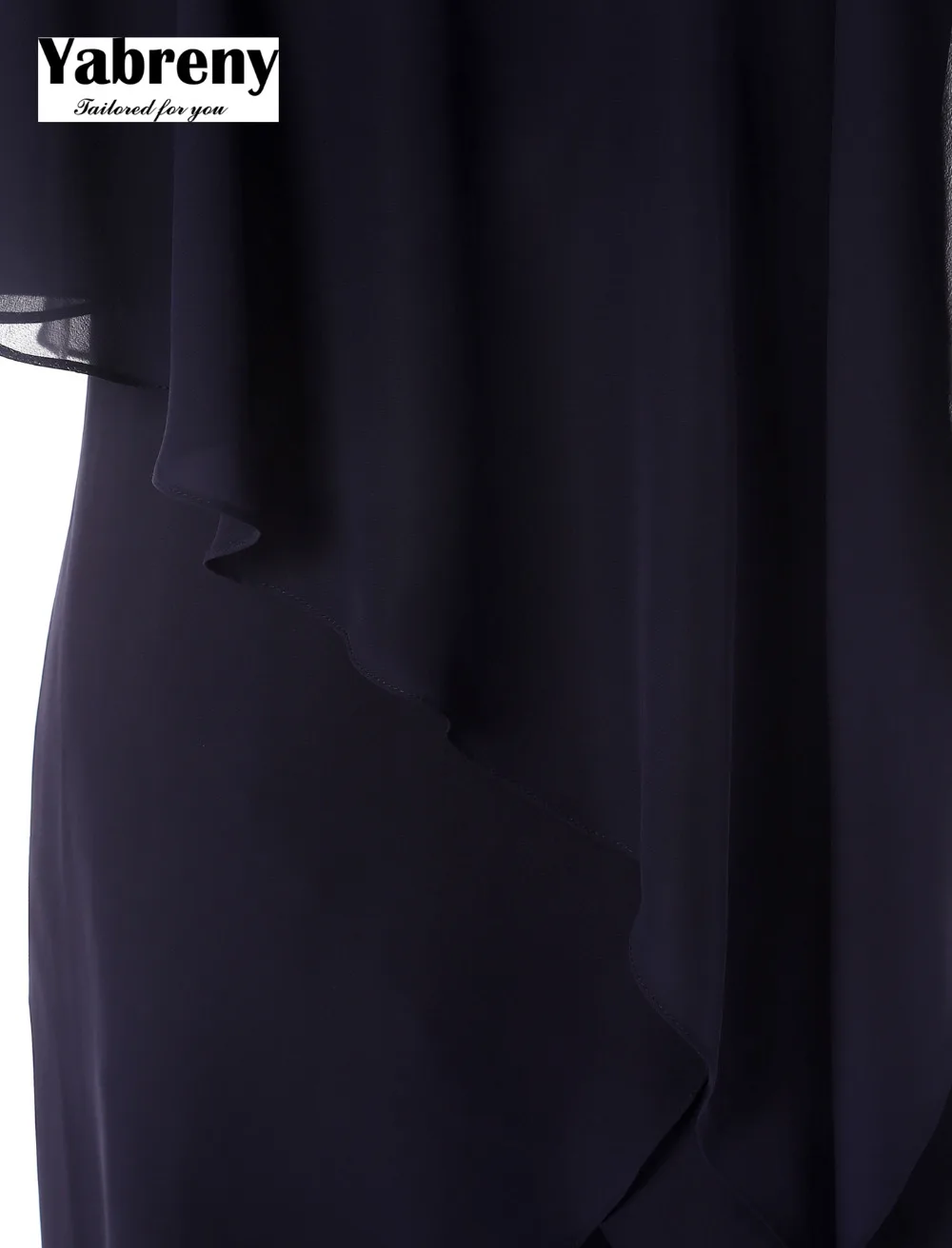 Yabreny New arrival Dark Navy Chiffon Two piece Mother of the bride Pant suit Irregular MT0017013