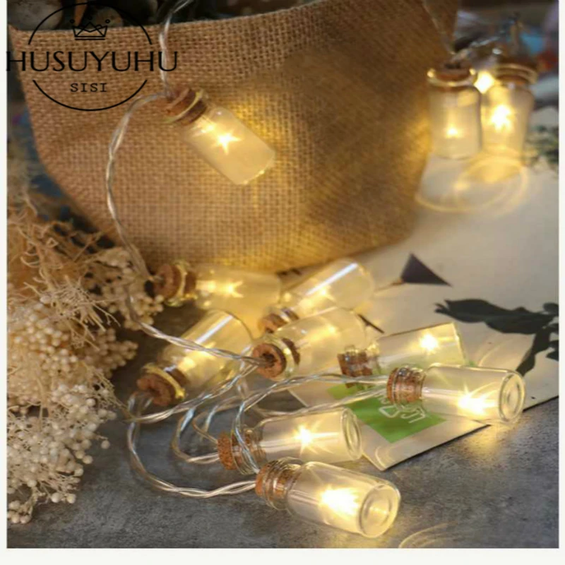 

HUSUYUHU SISI 10LED Waterproof Wishing Bottle LED Fairy Lighting String Light Battery Outdoor Lamp Garden Decoration
