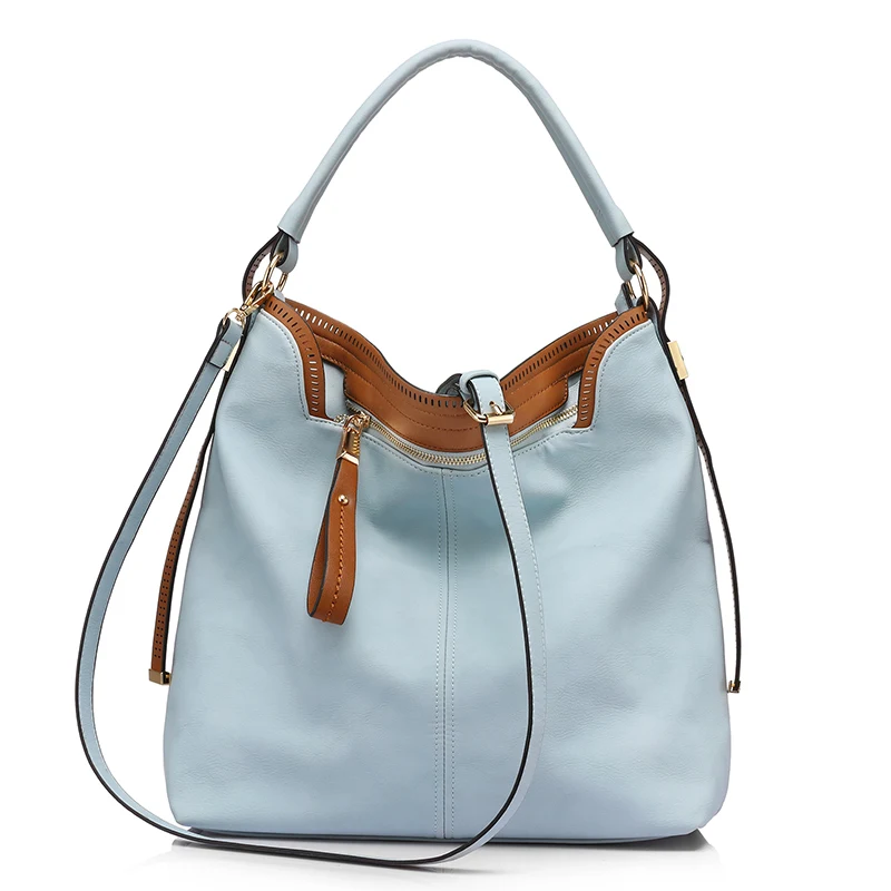 Женская большая сумка на плечо LOVEVOOK, сумка через плечо с регулируемым длинным ремнем для девочек и женщин, наплечная сумка с короткими ручками из искусственной кожи высокого качества - Цвет: Light Blue
