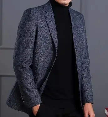 Мужские блейзеры Homme Blazer новая весенняя мода верхняя одежда пальто платье куртка среднего возраста костюм с двумя пряжками - Цвет: blue grey