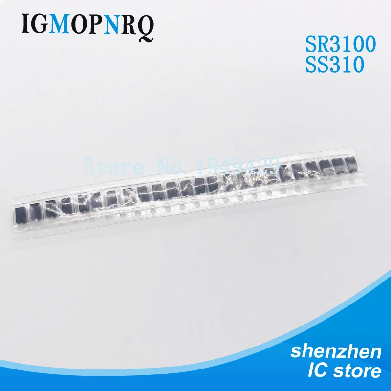 100 шт. SS310 SMD SR310 3A В DO-214AC диод Шоттки с выпрямителем 3 Amp Вольт IFSM 80 Ампер новый