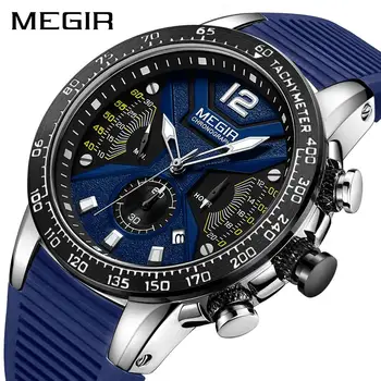 

Man Top Brand Watches Quartz Men's Silicone Sport Wrist Watch Chronograph Military Men Clock Male Relogio Masculino Blue