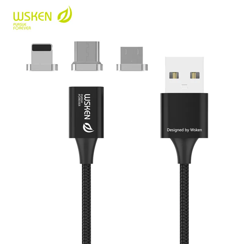WSKEN Lite магнитного Micro USB Тип Кабеля C кабель для передачи данных Магнит Быстрой