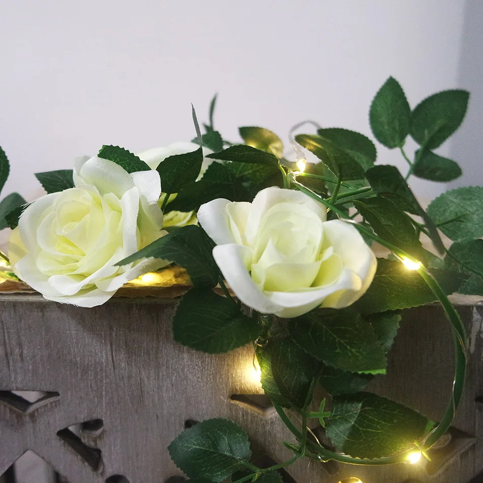 Lovely rose LED String Lights, AA Battery floral holiday lighting,Wedding Party flower garland decoration,Bedroom decoration
