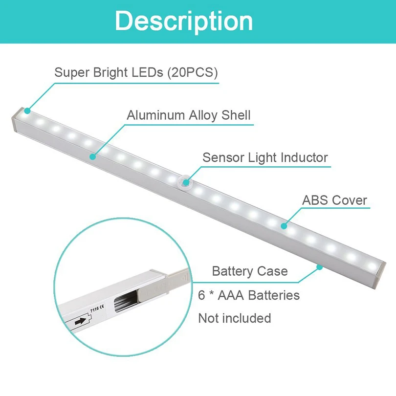 Светодиодный светильник для шкафа беспроводной 20 светодиодный датчик движения под шкаф светильник s на батарейках шкаф ночной Светильник СВЕТОДИОДНЫЙ барный светильник