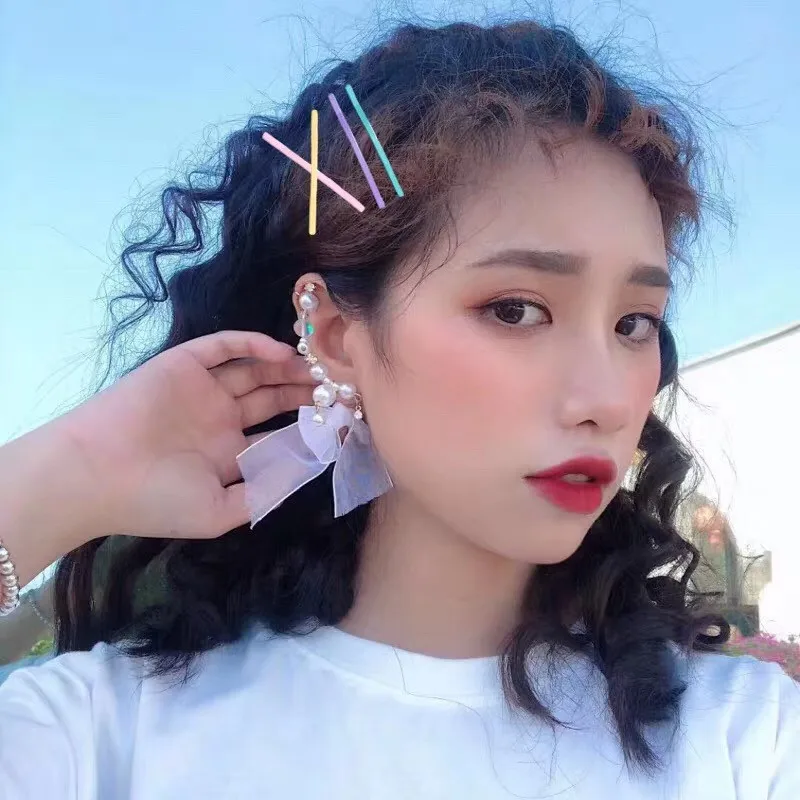 Новинка корейские элегантные серьги милые белые кружевные с бантом для женщин и