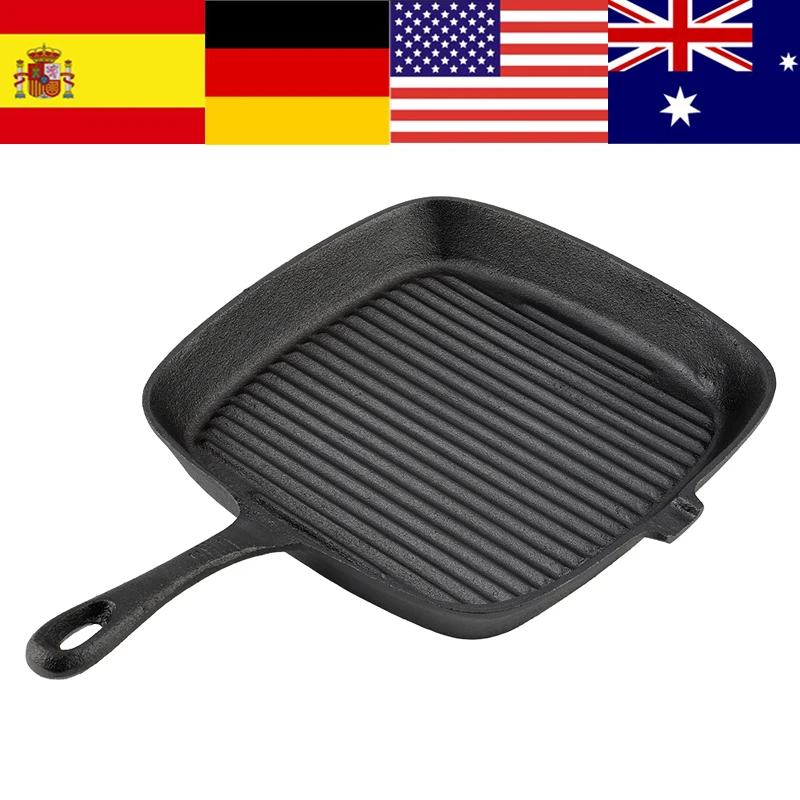 

Cast Iron Steak Frying Pan Food Meals Gas Induction Cooker Cooking Pot Kitchen Cookware