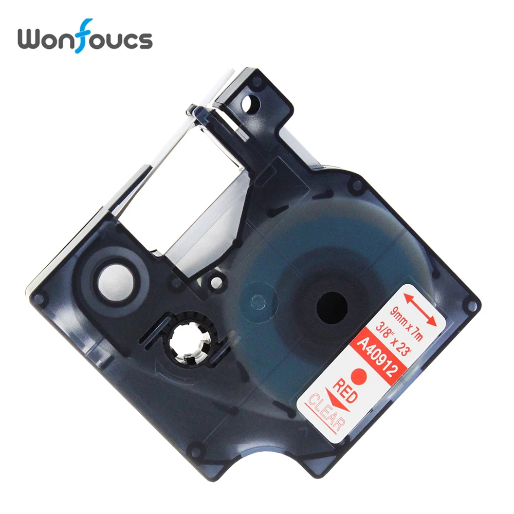 

1pcs Compatible 9mm Dymo D1 Label Tapes 40912 Labeling Refills Red On Clear Self-Adhesive Ribbons For DYMO Label Maker