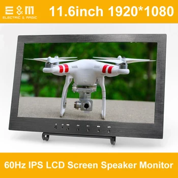 

E&M 11.6 Inch 1920*1080 IPS LCD Screen Speaker Monitor Raspberry Pi 3 Auto Car Display USB Video Mp4 Player 1080P HDMI AV VGA