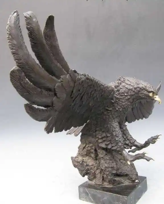 

Huge Western Art Pure Bronze Carved Fly lanneret eagle Bird hawk