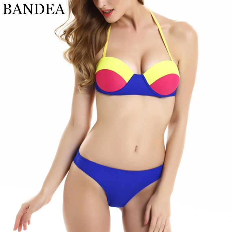 Женский купальник бандеа бикини с пуш апом 2019|women swimsuit neon|biquini upbiquini woman |
