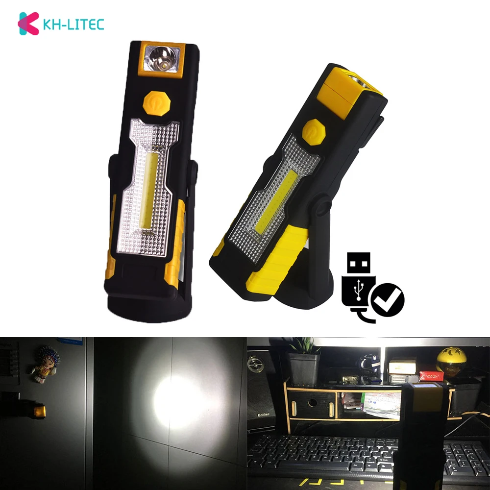 

Portable spotlight LED Flashlight USB Work Light Rechargeable Magnetic Hanging Hook Lamp Camping Car Repairing Bar Light Torch