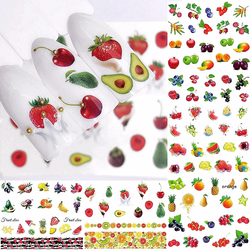 12 Sheets Fruit Juice Flower Water Transfer Nail Art Decorations Sticker Decals Manicure Nails Supplies Tool | Красота и здоровье