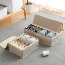 2 Types Cotton Line Underwear Organizer Bra Socks Stortage Box With Cover 1pcs Home Quality 13-17 Cells Wardrobe Organizadores