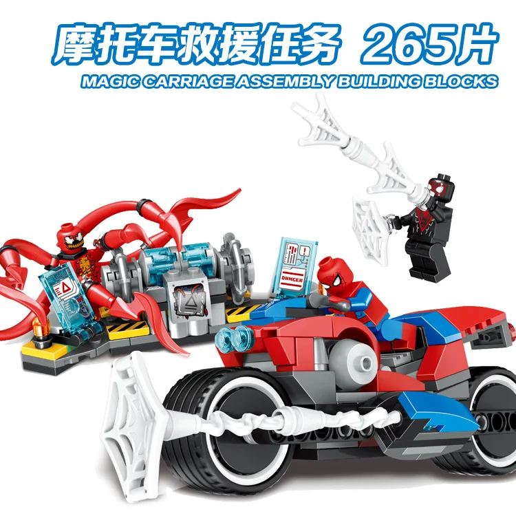 Koop NIEUWE Marvel Superhelden Compatibel met Legoingly 76113 Spiderman Bike Rescue Cijfers Bouwstenen Bricks Speelgoed voor Kinderen