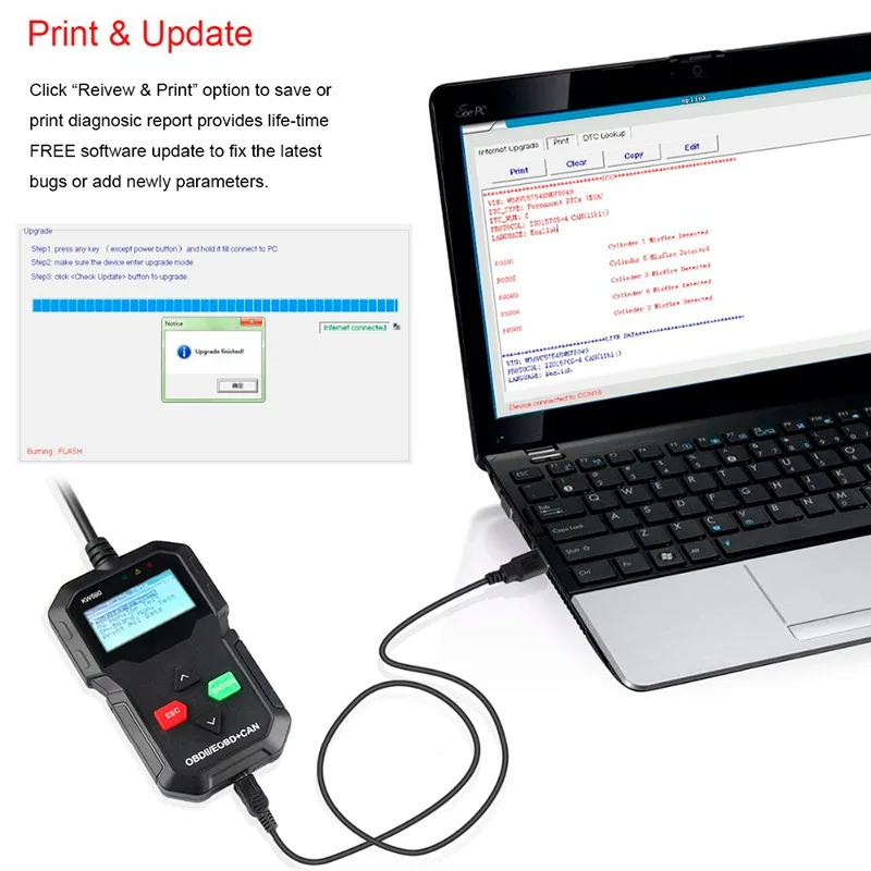 ODB2 Code Reader Auto Scanner OBD2 Automotive Scanner KONNWEI KW590 Scanner Multi-languages Car Diagnostic Scanner Tool OBDII    (1)