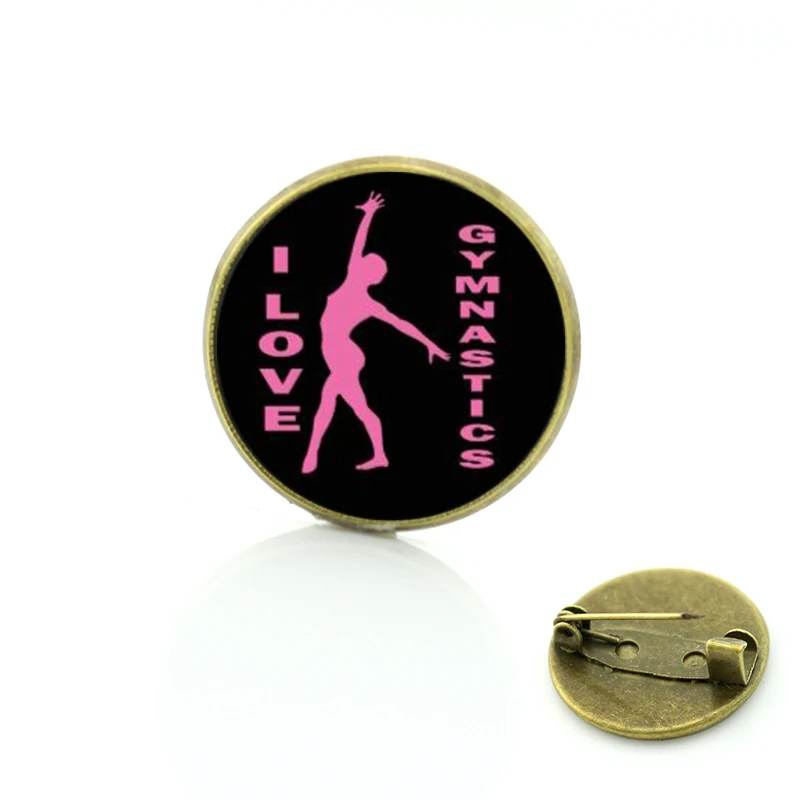 

New sales 2017 new arrival I Love Gymnastics brooch pins fashion vintage women spoets lovers badge brooches jewelry SP102