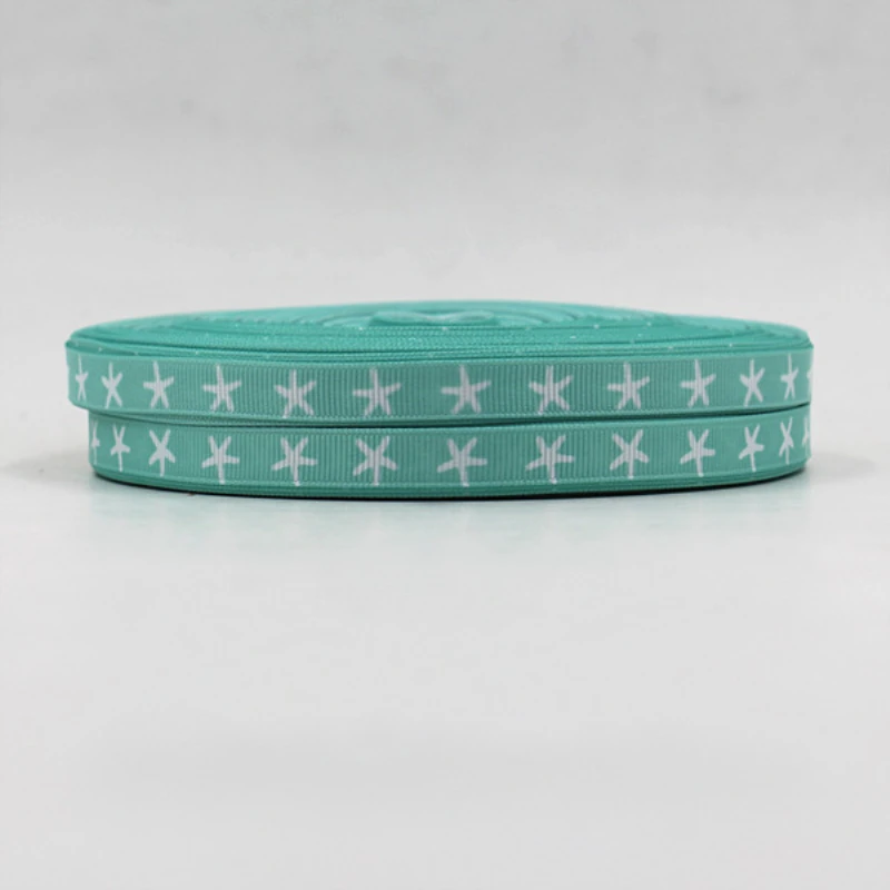 

Q&N ribbon 3/8inch 9mm 150611003 starfish Printed grosgrain ribbon for hair bow Wedding Party DIY Decoration Craft