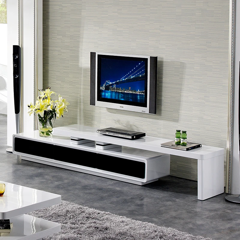 Gigi White Paint Modern Brief Tv Cabinet Small Retractable Tv