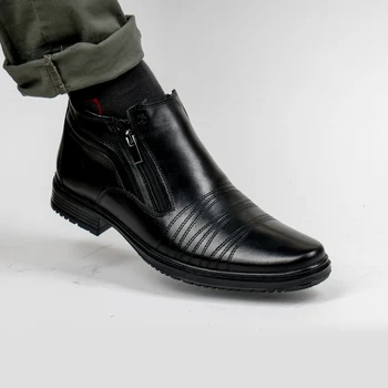 

DOF Bull Leather Men Boots Spring Autumn And Winter Man Shoes Ankle Boot Men's Snow Shoe Work Plus Size 39-46 000-003