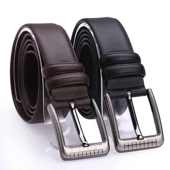 

Men's High Quality Luxury Brand Real Leather Belt Pin Buckle Black Business Trouser Strap Cinturones Hombre Cinto