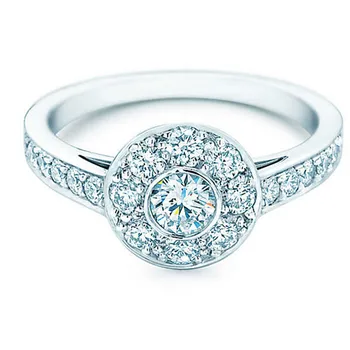 

Classic Round Moissanite Jewelry Gold Mount Around Paved 2.5Ct Solid 585 Gold Engagement Ring Synthetic Diamonds 585 White Gold