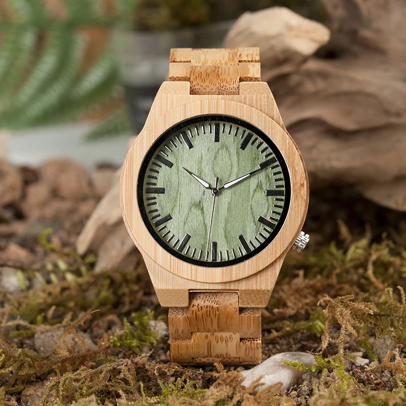 BOBO BIRD V-B22 Original Bamboo Men's Wristwatch Classic Folding Clasp Quartz Movement Wrist Watch erkek kol saati