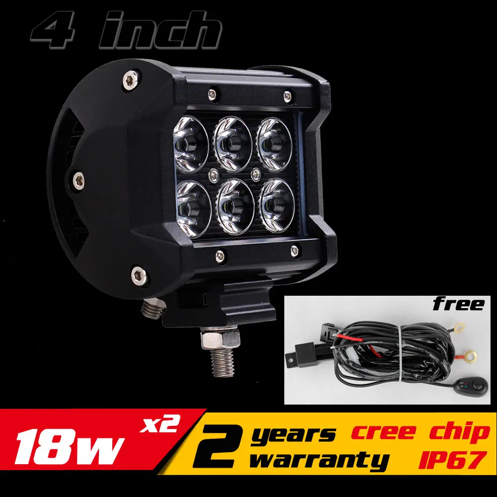 

2x 4" 18w LED Work Light Bar IP67 for Motorcycle Tractor ATV 4X4 Offroad Fog Light Driving Light Saveon 27 30w External Light