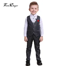 Tem doger/комплекты одежды для мальчиков коллекция года, осенне-зимняя детская одежда рубашка+ жилет+ штаны для маленьких мальчиков комплект из 3 предметов одежда для маленьких мальчиков