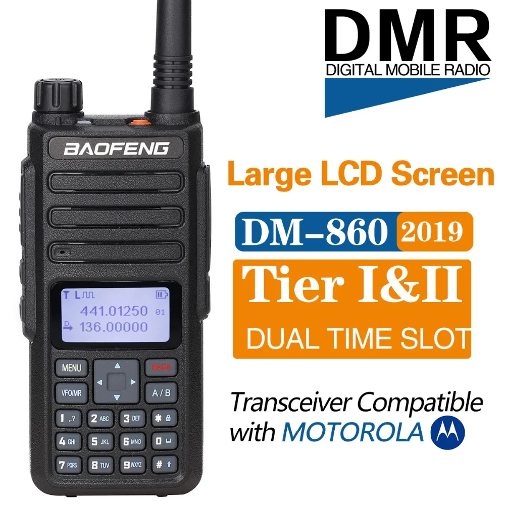 BAOFENG DM 860 двухдиапазонный цифровой Walkie Talkie трансивер DMR Motrobo Tier1Tier2 портативное