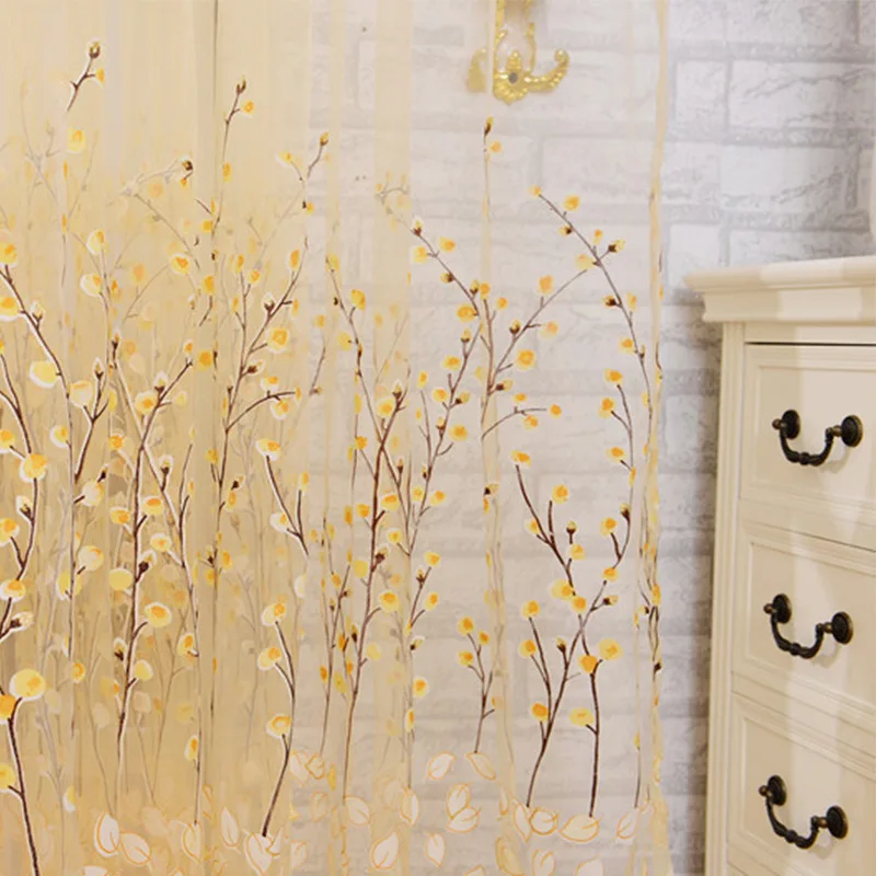

Modern Wintersweet Burnout Window Screen Curtain for Living Room Tulle For Window Kitchen Textiles Yarn Curtain bedroom Finished