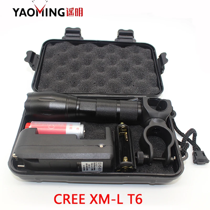 

Led Flashlight CREE XM-L T6 3800LM Powerful Linternas Rechargeable Lantern 18650 Battery + Charger Tactical Bicycle Bike Light