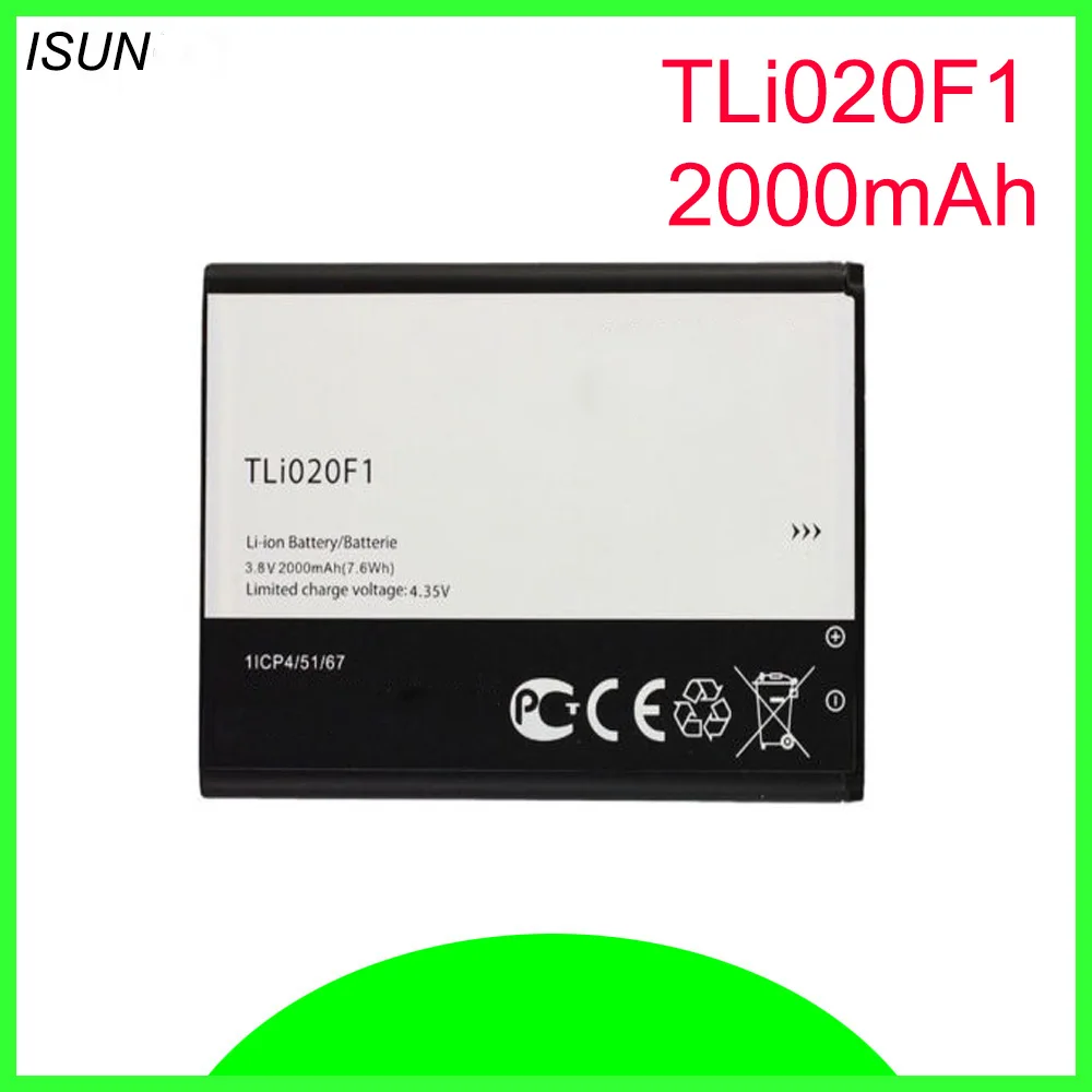 

ISUNOO 2000mAh TLI020F1 battery For TCL J720T J726T For Alcatel One Touch Pop 2 5042D C7 7040 OT-7040 OT-7040D Battery