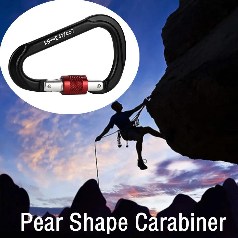 

Pear Shape Climbing Carabiner Screw Lock Protection Rock Climbing Rappelling