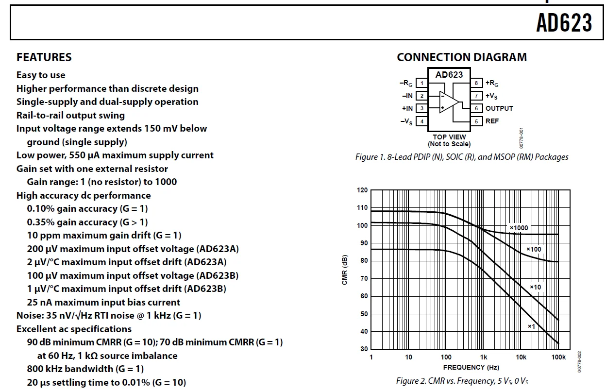 AC DC инструмент усилитель AD620 Напряжение модуль усилителя малый сигнал несимметричный Дифференциальный