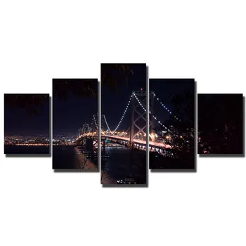 

Artryst HD printed 5 piece canvas art Painting America San Francisco Bridge decoration pictures for living room Poster WY276
