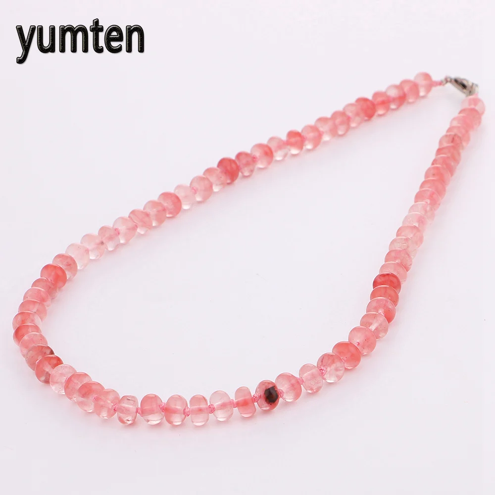 Yumten Cherry Quartz Gem Power ожерелье с круглыми кристаллами Stonenatural ювелирное изделие для