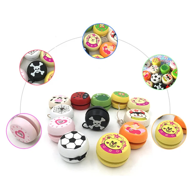Children Yoyo Ball Cute Animal Prints Wooden Yoyo Toys Ladybug Toys Kids Yo-Yo Creative Yo Yo Toys For Children G0149 4