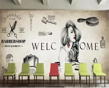 Beibehang – grand papier peint 3D personnalisé, image de fond rétro nostalgique pour salon de coiffure et tatouage
