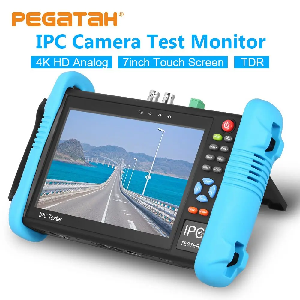 7 inch IPS Touch Screen H.265 4K IP Camera Tester CCTV CVBS Analog Tester Built in WiFi with POE/WIFI/8G TF Card/HDMI Output/RJ45 TDR/Dual Window Test/Firmware CCTV Test Monitor Network Tester 