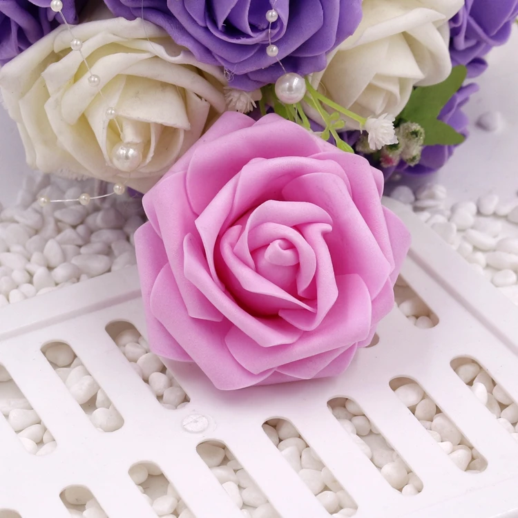 6 см, искусственные розы, украшение для дома, сделай сам, ПЭ пена, розы, искусственные цветы, Свадебная подарочная упаковка, Флорес, искусственные цветы - Цвет: Темно-розовый