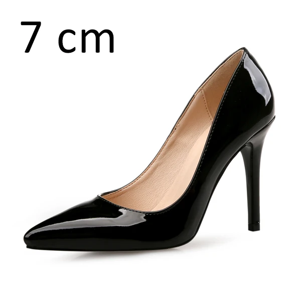 Брендовая обувь на высоком каблуке; женские туфли-лодочки из натуральной кожи; обувь для вечеринок; женская обувь с острым носком; сезон весна-осень; женские туфли-лодочки размера плюс; Цвет Черный - Цвет: Black Pumps 7cm
