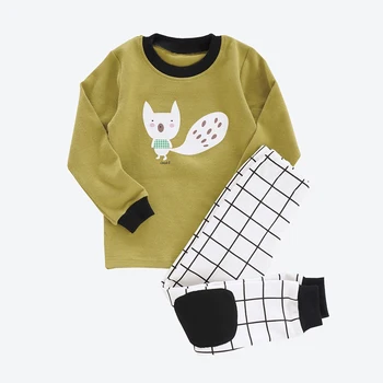 

HT1802 Spring Autumn Children Pajamas Set Boys girls Cartoon Nightwear Kids Printing Sleepwear Long Sleeve+Pant Baby Nightdress