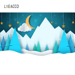 Laeacco Детские комиксы Mountain Moon Star зимние вечерние узор фотографического Фотофон фон фотосессия Фотостудия